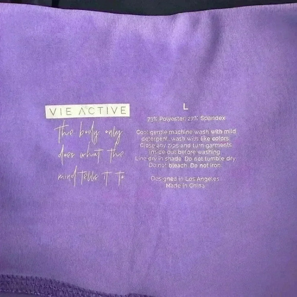 Vie Active Purple Solid Activewear Leggings sz L NWT - Picture 3 of 6